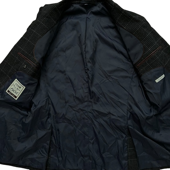 Jos. A. Bank Blazer Jacket Mens 44R Sports Coat Tailored Fit Plaid Charcoal Gray - Picture 3 of 7